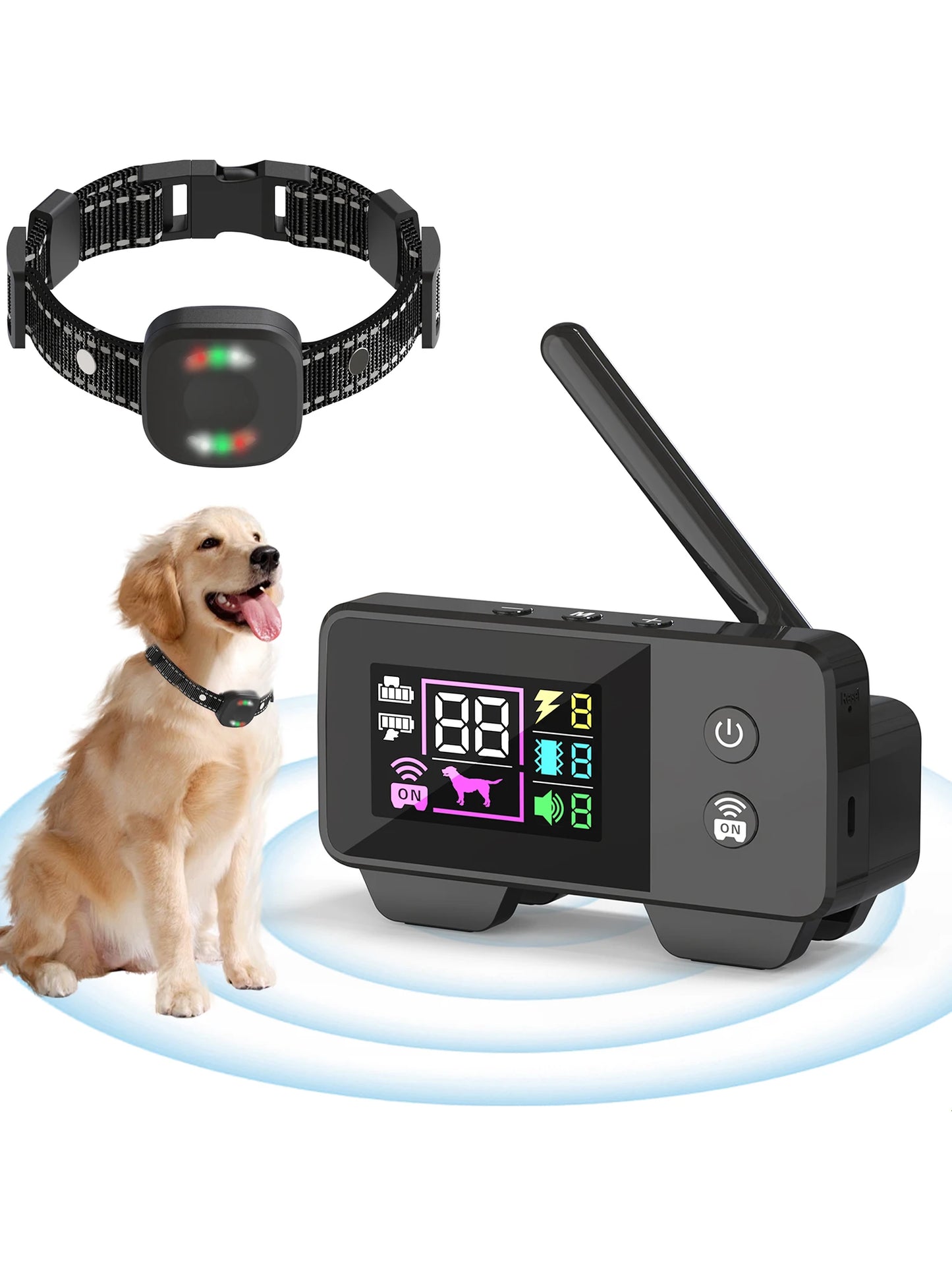 200m Dog Wireless Rechargeable Electric Fence, IP68 Waterproof Beep + Shock Training Mode, Transmitter and Collar Combo