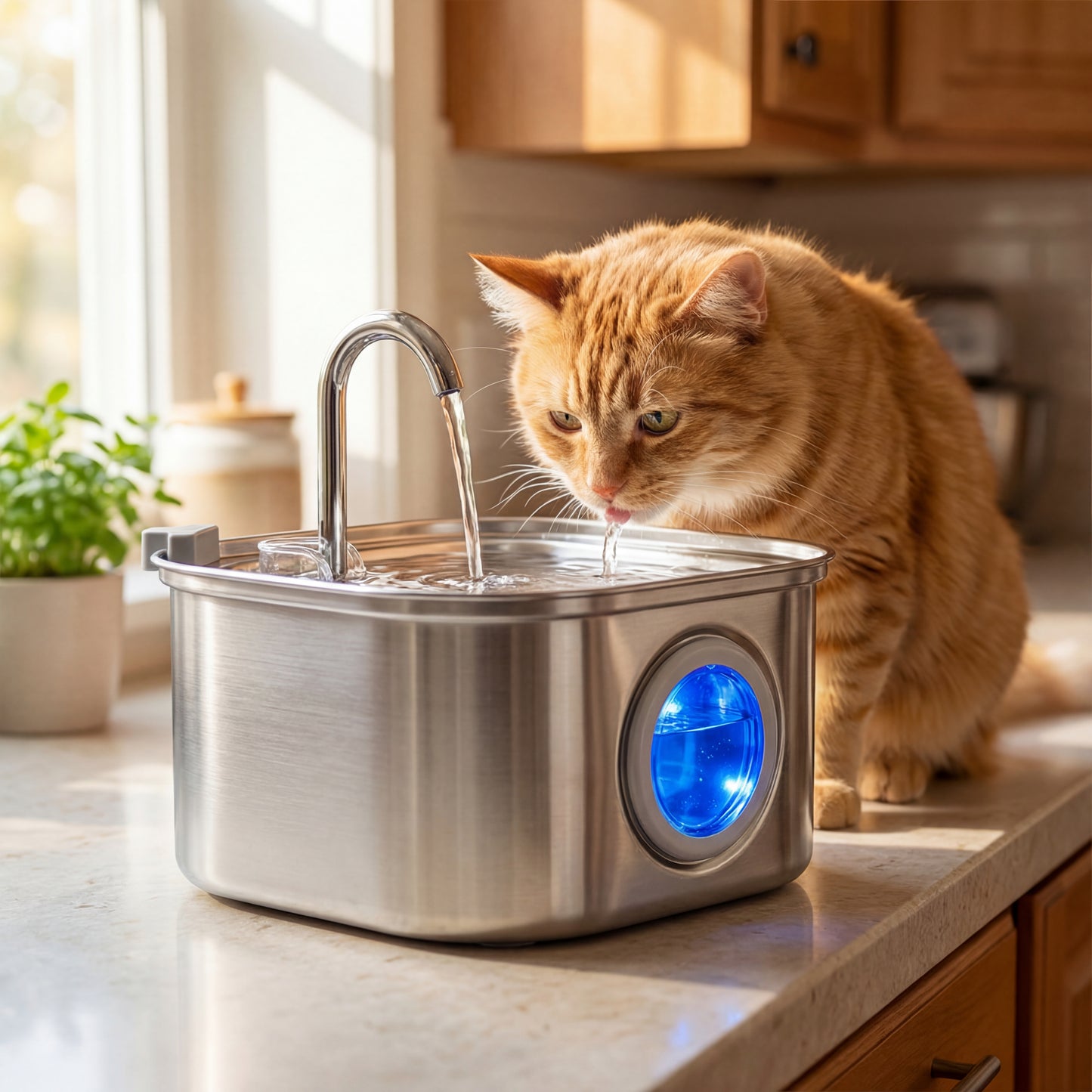 3.2L Stainless Steel Pet Water Feeder Auto Cat Fountain Smart Dog Water Dispenser Visual Window Drinking Bowl Pet Accessories