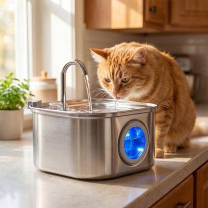3.2L Stainless Steel Pet Water Feeder Auto Cat Fountain Smart Dog Water Dispenser Visual Window Drinking Bowl Pet Accessories