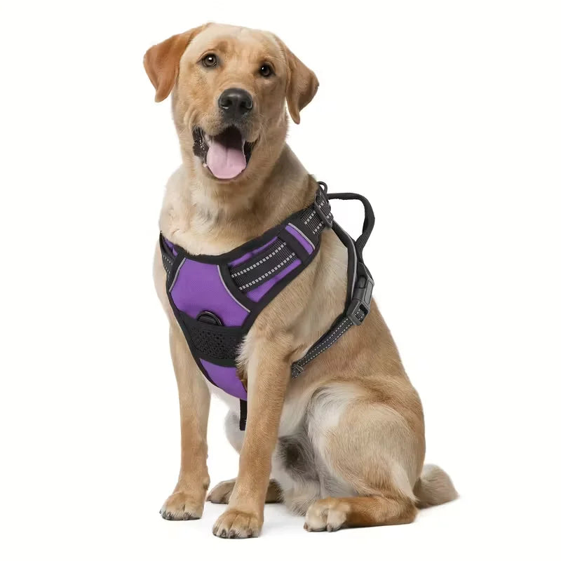 Dog Harness No Pull with 2 Leash Clips, Adjustable Soft Padded, Reflective Oxford No Choke Pet Vest with Easy Control Handle