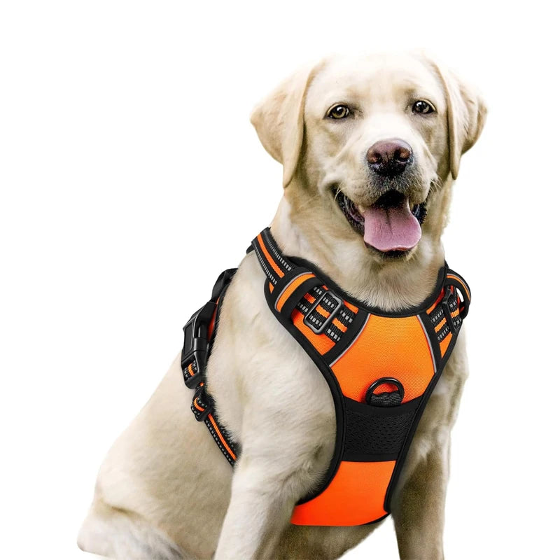 Dog Harness No Pull with 2 Leash Clips, Adjustable Soft Padded, Reflective Oxford No Choke Pet Vest with Easy Control Handle