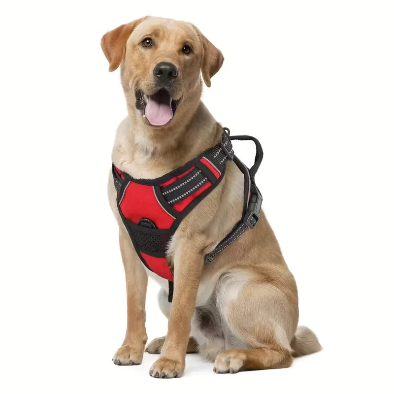 Dog Harness No Pull with 2 Leash Clips, Adjustable Soft Padded, Reflective Oxford No Choke Pet Vest with Easy Control Handle