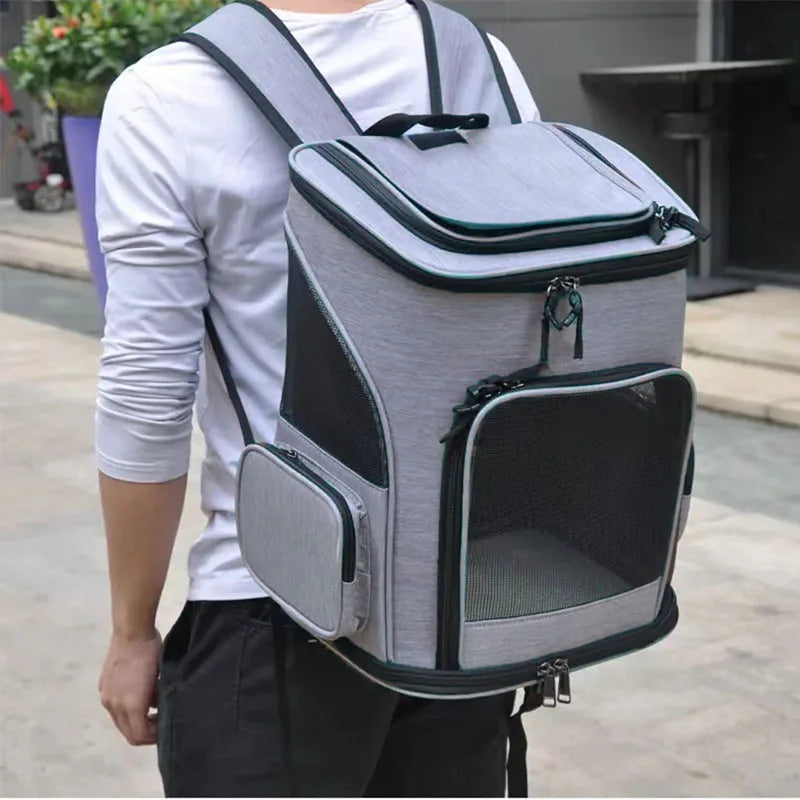 Breathable Pet Cat Carrier Backpack Foldable Pet Carrier Transport Travel Bag Expandable Large Capacity for Cats and Dogs