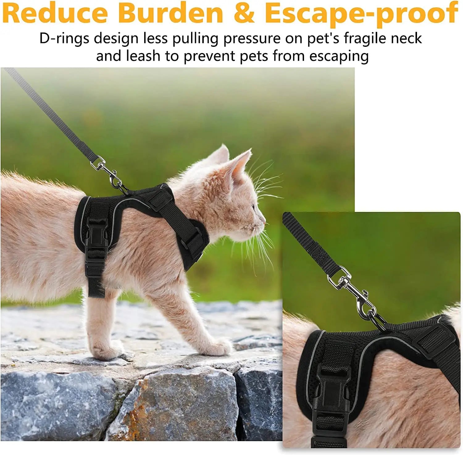 Escape Proof Cat Harness and Leash - Soft Adjustable Vest Harnesses EasyControl for Walking Cats