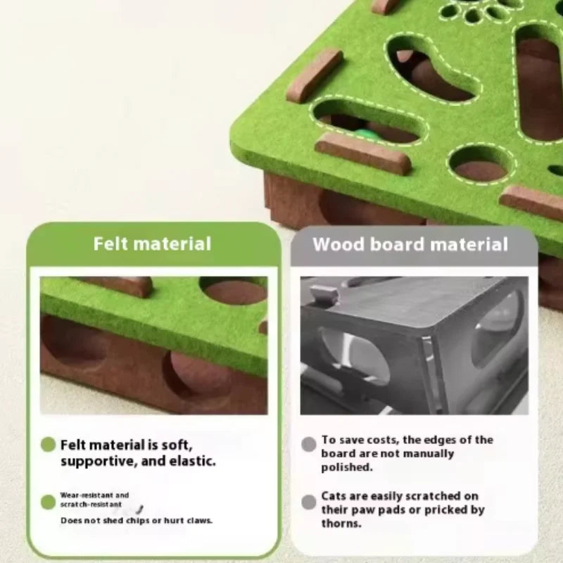 Pet Cat Puzzle Maze Holes Toys Felt Box With Bell Ball Kitten Playing Toys Interactive Funny  Cat Supplies