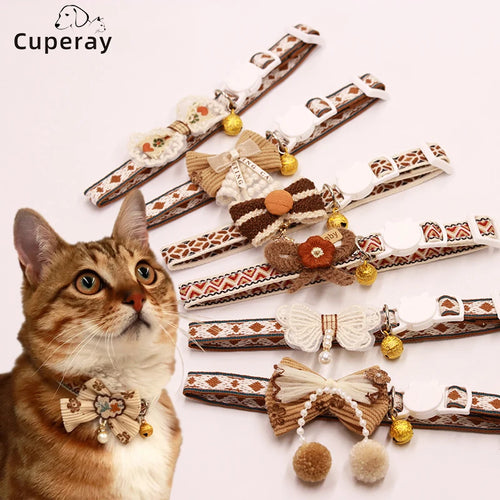 Breakaway Cat Collar, Bowknot Adjustable Kitten Collar with Bell, Lightweight Pet Safety Collar, Pet collars for Cats & Puppy