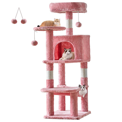 Cat Tree Tall Multi-Cat Climbing Tower 44IN for Pet Furniture Natural Sisal Scratching Posts Stable Pet House for Indoor Cat