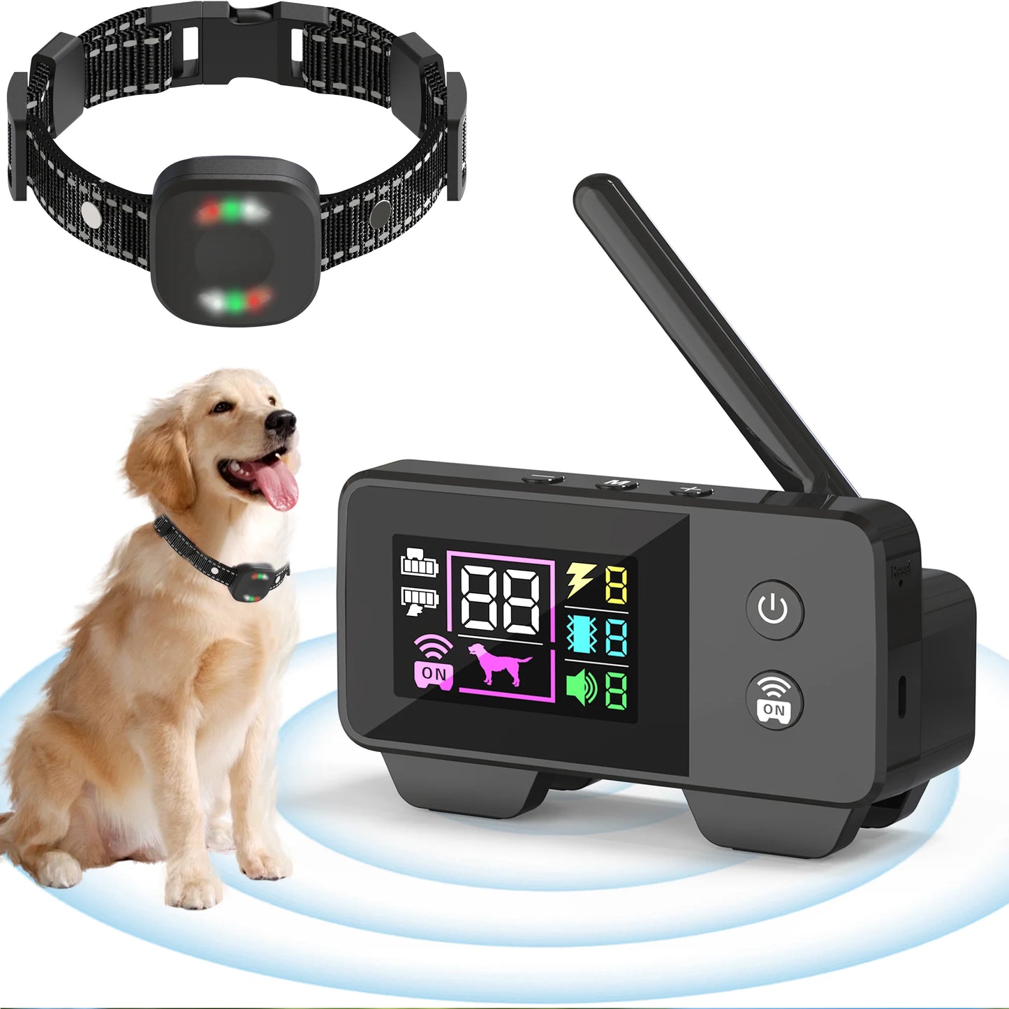 200m Dog Wireless Rechargeable Electric Fence, IP68 Waterproof Beep + Shock Training Mode, Transmitter and Collar Combo