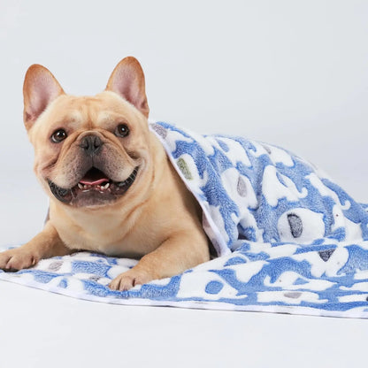 Super Soft Fluffy Elephant Pattern Pet Blanket, 1 Pack of 3 for Dogs Cats Puppies, Blue Pink Yellow Small Size