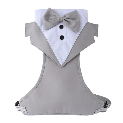 Dog Tuxedo Harness Adjustable Dog Harness No Pull for Small Medium Large Dogs Male Dogs Wedding Suit with Bow Tie Party Costume