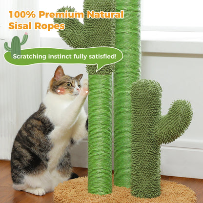 Cactus Cat Tree with Large Condo, Hammock, Dangling Ball, Small Cat Tower, Cat Scratching Post for Indoor, Cat Toys