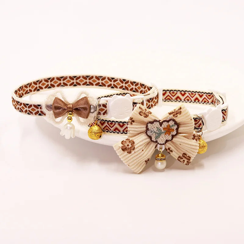 Breakaway Cat Collar, Bowknot Adjustable Kitten Collar with Bell, Lightweight Pet Safety Collar, Pet collars for Cats & Puppy