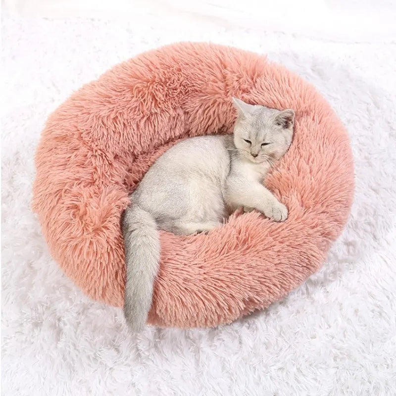 40-90cm 6 Sizes Round Pet Bed for Large Dog Bed Super Soft Cat Bed Plush Dog House for Medium Dog House Winter Warm Sleeping