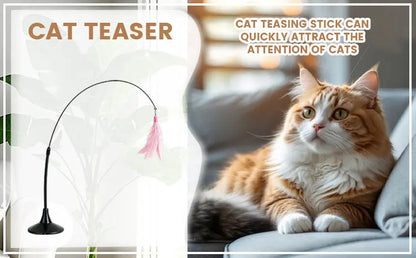 Cat Teaser Stick | Feather Rotating Funny | Steel Wire Long Pole | Self-Pleasure Interactive | Boredom Relief Toy For Cat Kitten