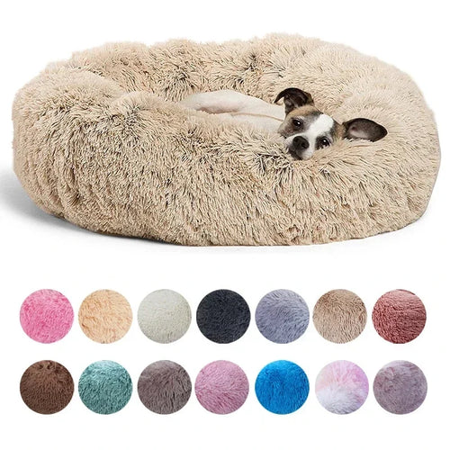 40-90cm 6 Sizes Round Pet Bed for Large Dog Bed Super Soft Cat Bed Plush Dog House for Medium Dog House Winter Warm Sleeping