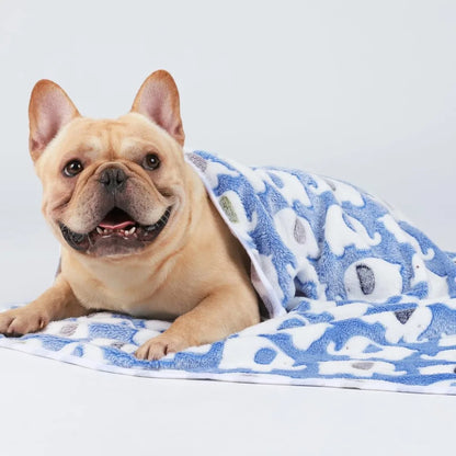 Super Soft Fluffy Elephant Pattern Pet Blanket, 1 Pack of 3 for Dogs Cats Puppies, Blue Pink Yellow Small Size