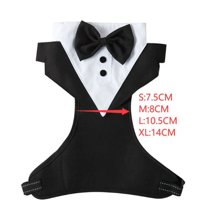 Dog Tuxedo Harness Adjustable Dog Harness No Pull for Small Medium Large Dogs Male Dogs Wedding Suit with Bow Tie Party Costume