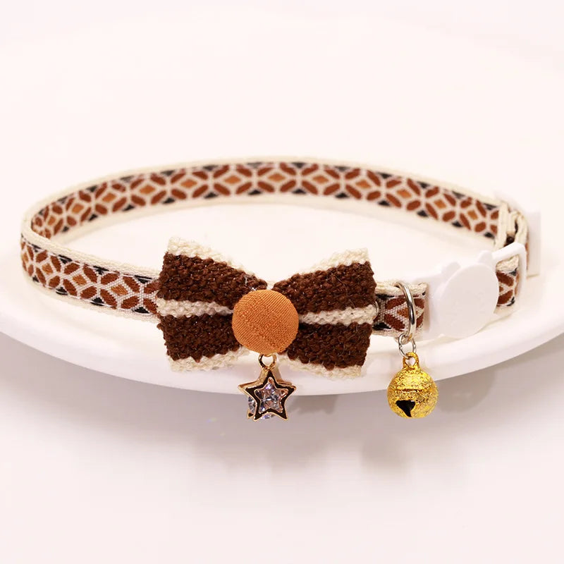 Breakaway Cat Collar, Bowknot Adjustable Kitten Collar with Bell, Lightweight Pet Safety Collar, Pet collars for Cats & Puppy