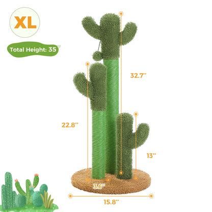 Cactus Cat Tree with Large Condo, Hammock, Dangling Ball, Small Cat Tower, Cat Scratching Post for Indoor, Cat Toys