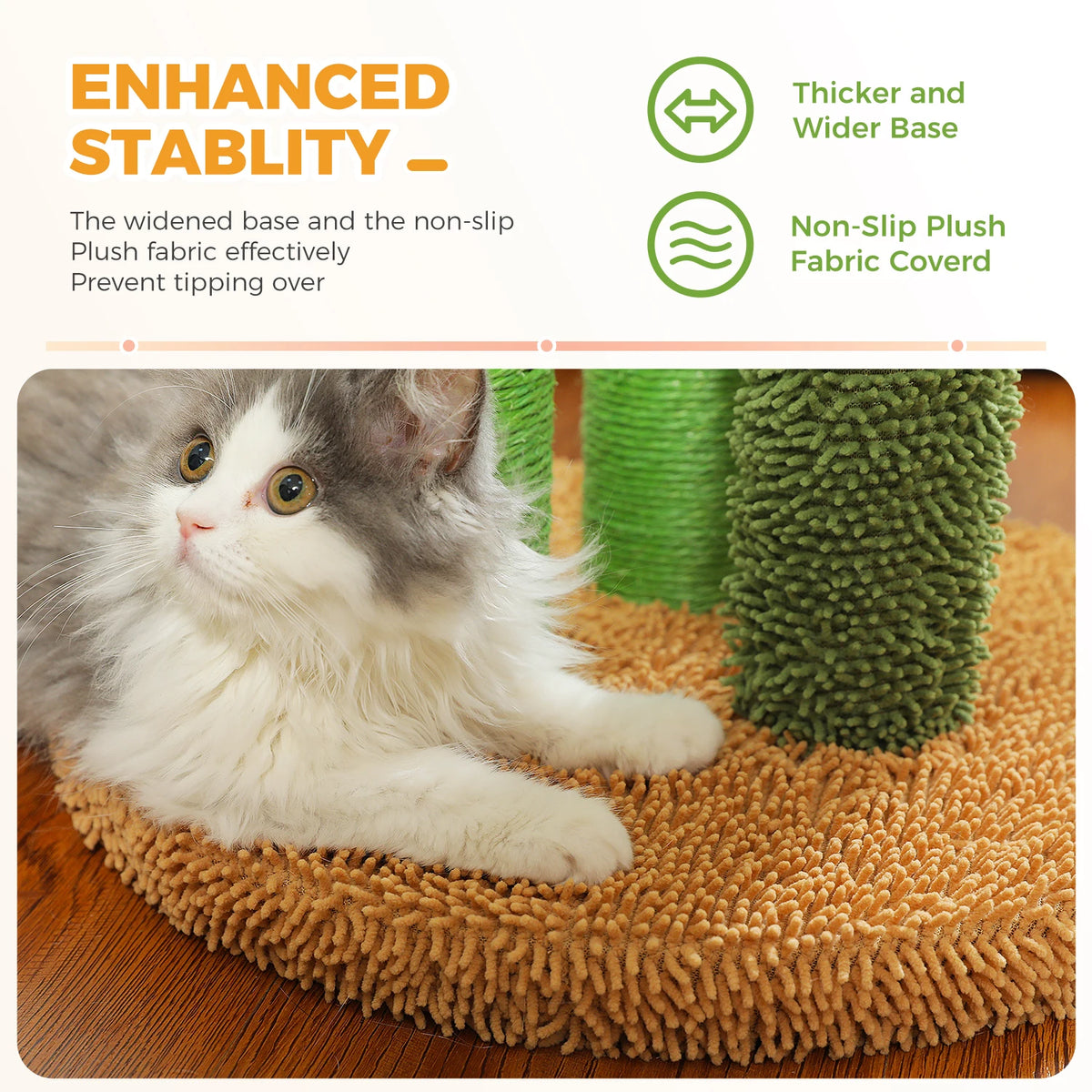 Cactus Cat Tree with Large Condo, Hammock, Dangling Ball, Small Cat Tower, Cat Scratching Post for Indoor, Cat Toys