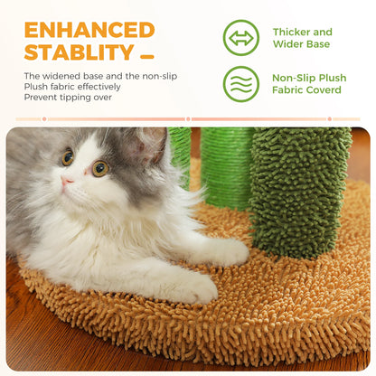 Cactus Cat Tree with Large Condo, Hammock, Dangling Ball, Small Cat Tower, Cat Scratching Post for Indoor, Cat Toys