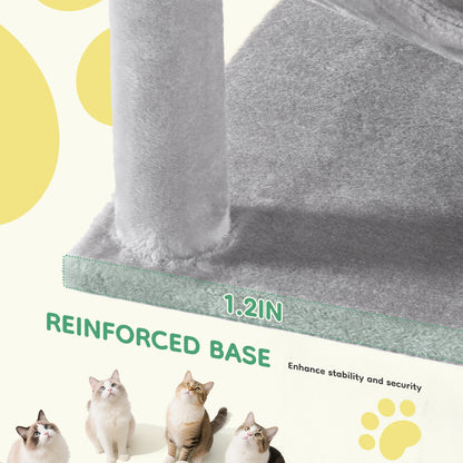 Cat Tree Tall Multi-Cat Climbing Tower 44IN for Pet Furniture Natural Sisal Scratching Posts Stable Pet House for Indoor Cat