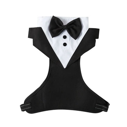 Dog Tuxedo Harness Adjustable Dog Harness No Pull for Small Medium Large Dogs Male Dogs Wedding Suit with Bow Tie Party Costume