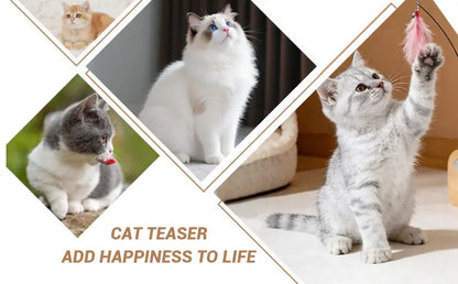 Cat Teaser Stick | Feather Rotating Funny | Steel Wire Long Pole | Self-Pleasure Interactive | Boredom Relief Toy For Cat Kitten