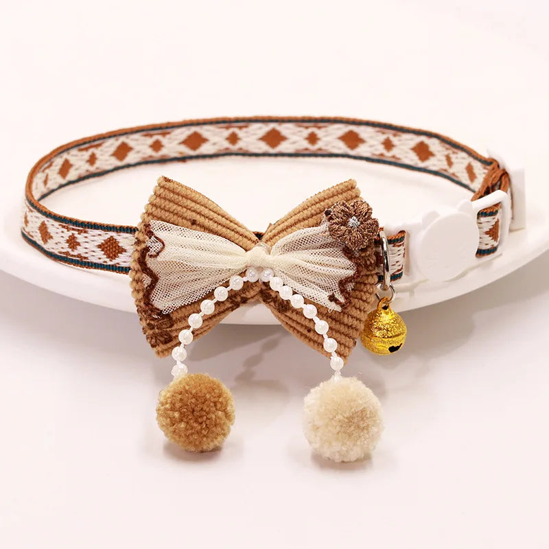 Breakaway Cat Collar, Bowknot Adjustable Kitten Collar with Bell, Lightweight Pet Safety Collar, Pet collars for Cats & Puppy