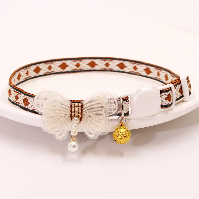 Breakaway Cat Collar, Bowknot Adjustable Kitten Collar with Bell, Lightweight Pet Safety Collar, Pet collars for Cats & Puppy
