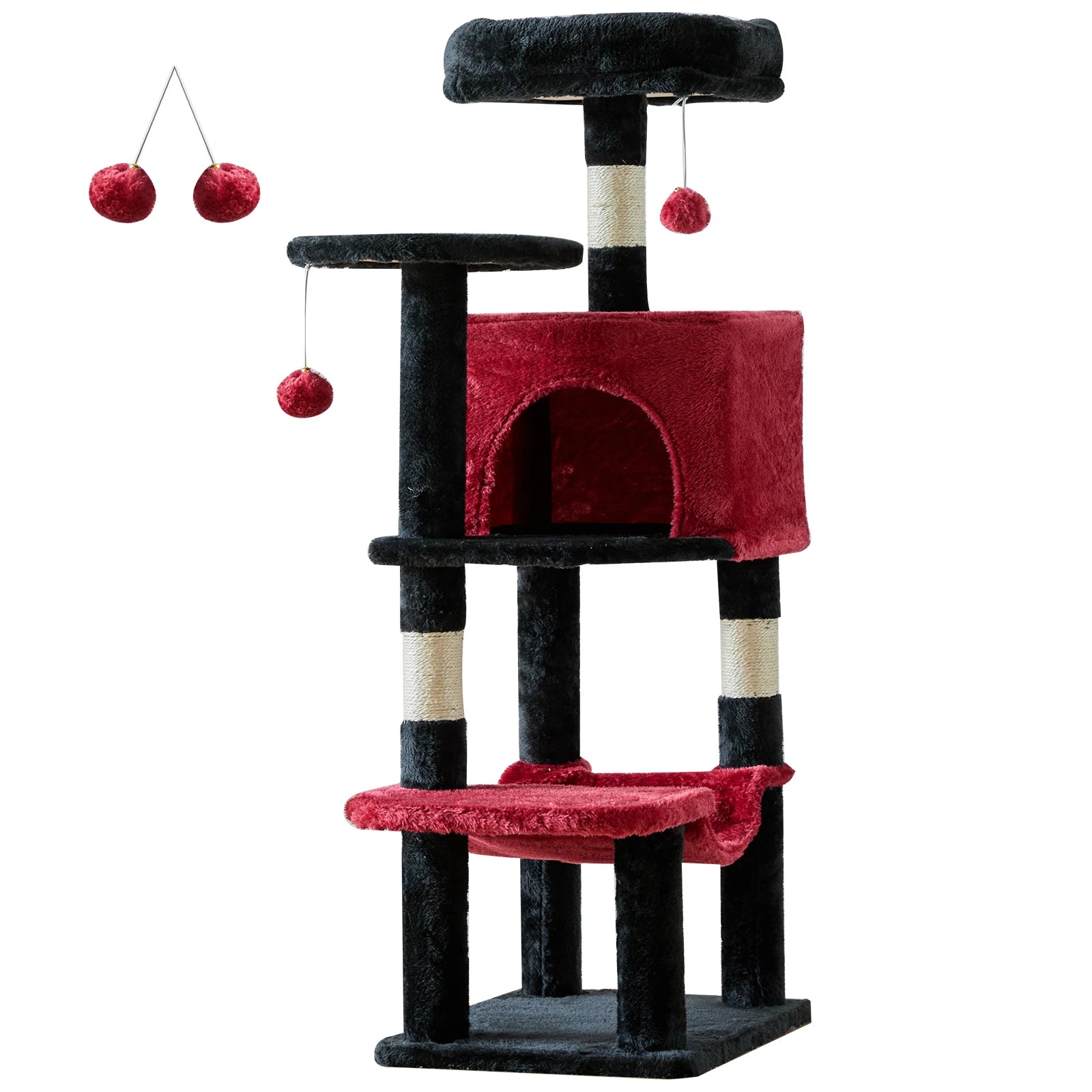 Cat Tree Tall Multi-Cat Climbing Tower 44IN for Pet Furniture Natural Sisal Scratching Posts Stable Pet House for Indoor Cat