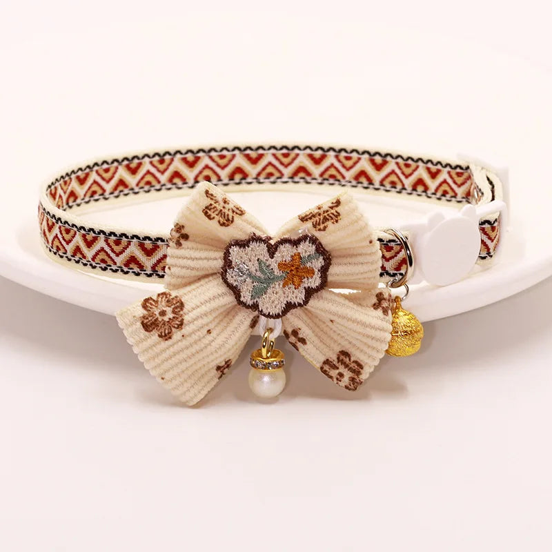 Breakaway Cat Collar, Bowknot Adjustable Kitten Collar with Bell, Lightweight Pet Safety Collar, Pet collars for Cats & Puppy