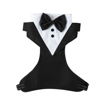 Dog Tuxedo Harness Adjustable Dog Harness No Pull for Small Medium Large Dogs Male Dogs Wedding Suit with Bow Tie Party Costume