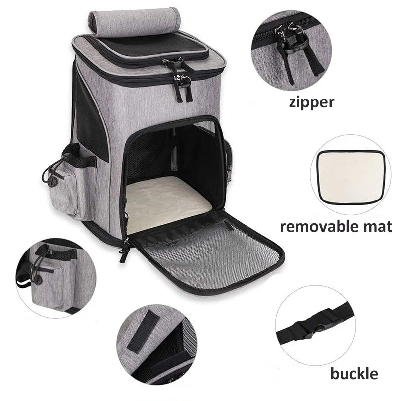 Breathable Pet Cat Carrier Backpack Foldable Pet Carrier Transport Travel Bag Expandable Large Capacity for Cats and Dogs