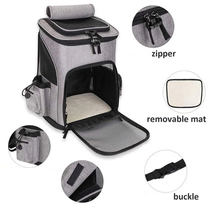 Breathable Pet Cat Carrier Backpack Foldable Pet Carrier Transport Travel Bag Expandable Large Capacity for Cats and Dogs