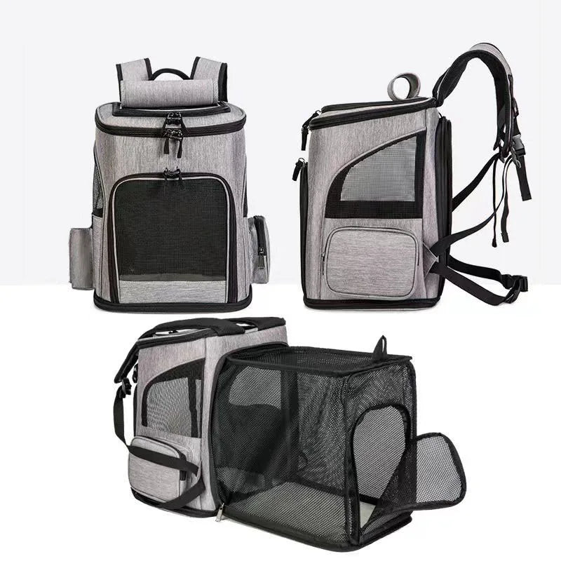 Breathable Pet Cat Carrier Backpack Foldable Pet Carrier Transport Travel Bag Expandable Large Capacity for Cats and Dogs