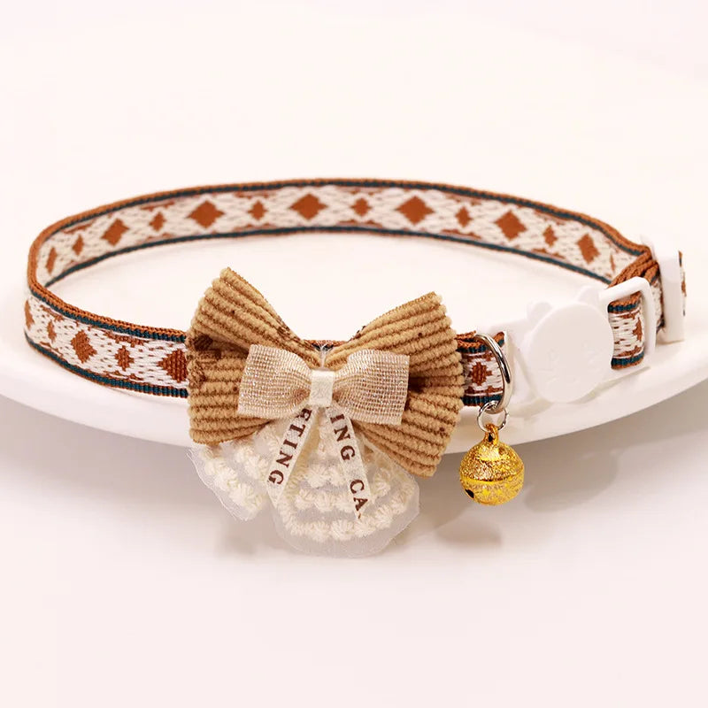 Breakaway Cat Collar, Bowknot Adjustable Kitten Collar with Bell, Lightweight Pet Safety Collar, Pet collars for Cats & Puppy