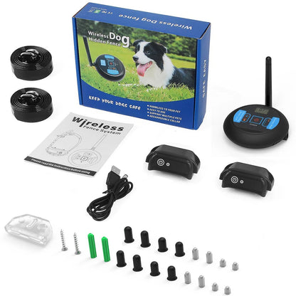 200m Dog Wireless Rechargeable Electric Fence, IP68 Waterproof Beep + Shock Training Mode, Transmitter and Collar Combo