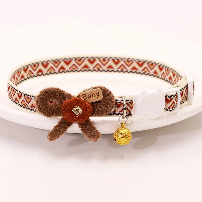 Breakaway Cat Collar, Bowknot Adjustable Kitten Collar with Bell, Lightweight Pet Safety Collar, Pet collars for Cats & Puppy