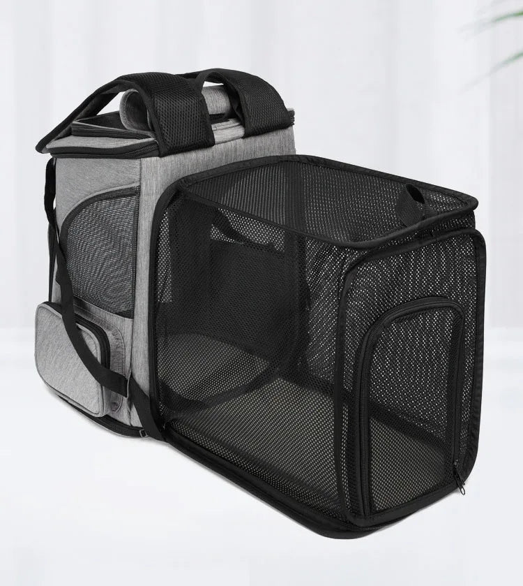 Breathable Pet Cat Carrier Backpack Foldable Pet Carrier Transport Travel Bag Expandable Large Capacity for Cats and Dogs