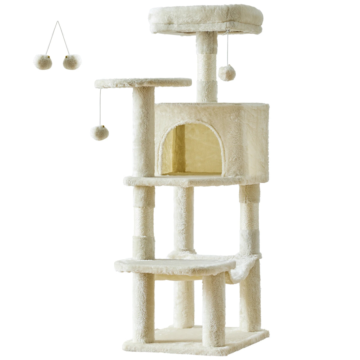 Cat Tree Tall Multi-Cat Climbing Tower 44IN for Pet Furniture Natural Sisal Scratching Posts Stable Pet House for Indoor Cat
