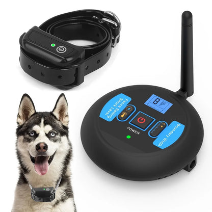 200m Dog Wireless Rechargeable Electric Fence, IP68 Waterproof Beep + Shock Training Mode, Transmitter and Collar Combo