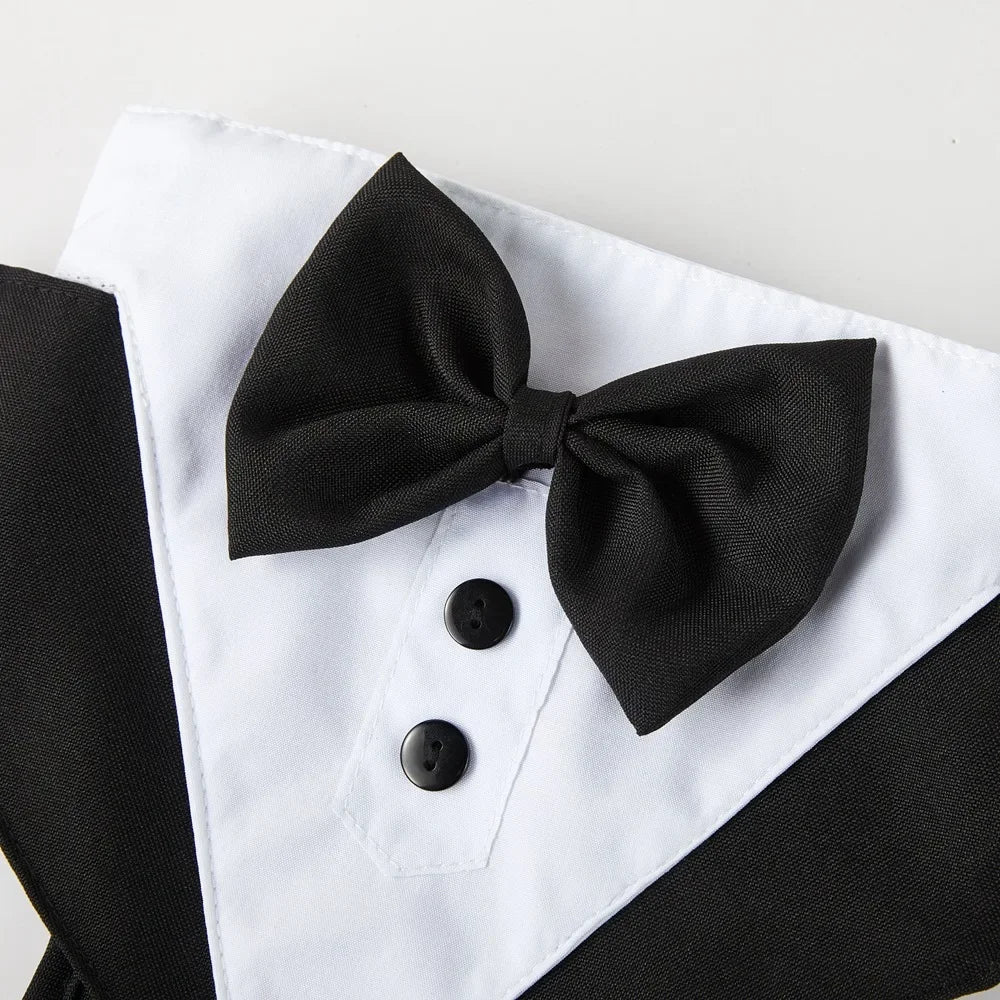 Dog Tuxedo Harness Adjustable Dog Harness No Pull for Small Medium Large Dogs Male Dogs Wedding Suit with Bow Tie Party Costume