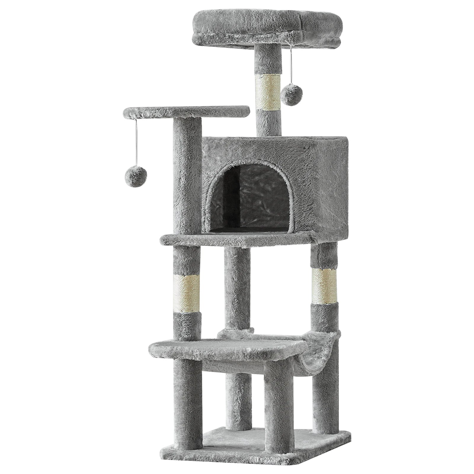Cat Tree Tall Multi-Cat Climbing Tower 44IN for Pet Furniture Natural Sisal Scratching Posts Stable Pet House for Indoor Cat