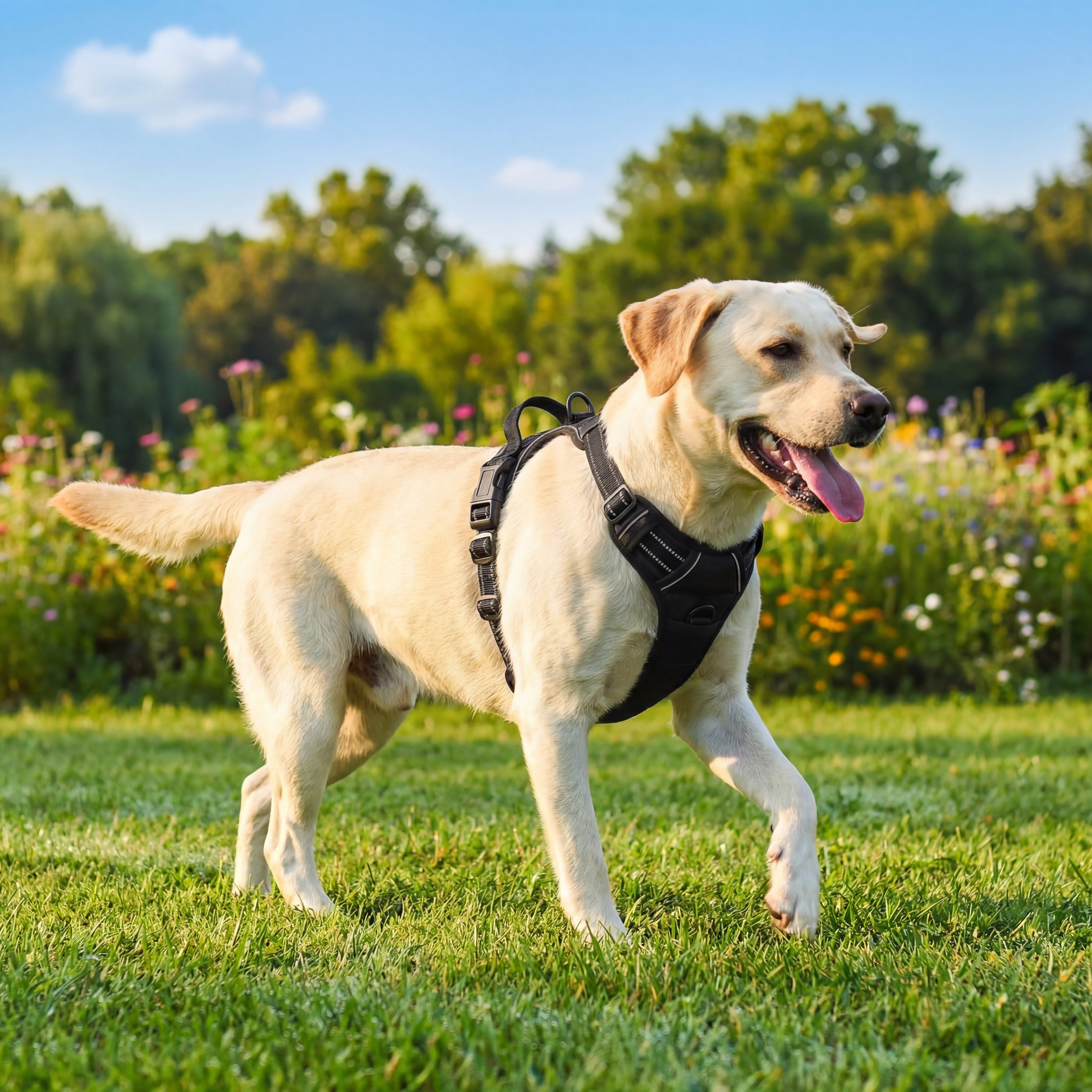 Dog Harness No Pull with 2 Leash Clips, Adjustable Soft Padded, Reflective Oxford No Choke Pet Vest with Easy Control Handle