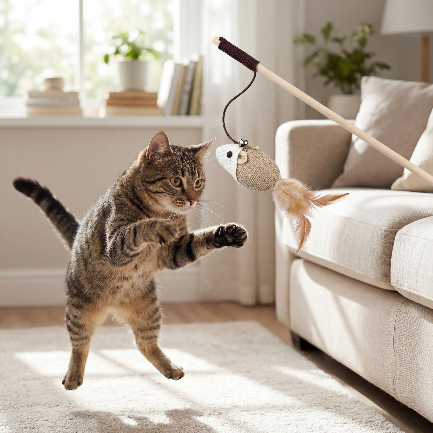 1PC Teaser Feather Toys Kitten Funny Colorful Rod Cat Wand Toys Wood Pet Cat Toys Interactive Stick Pet Cat Supplies