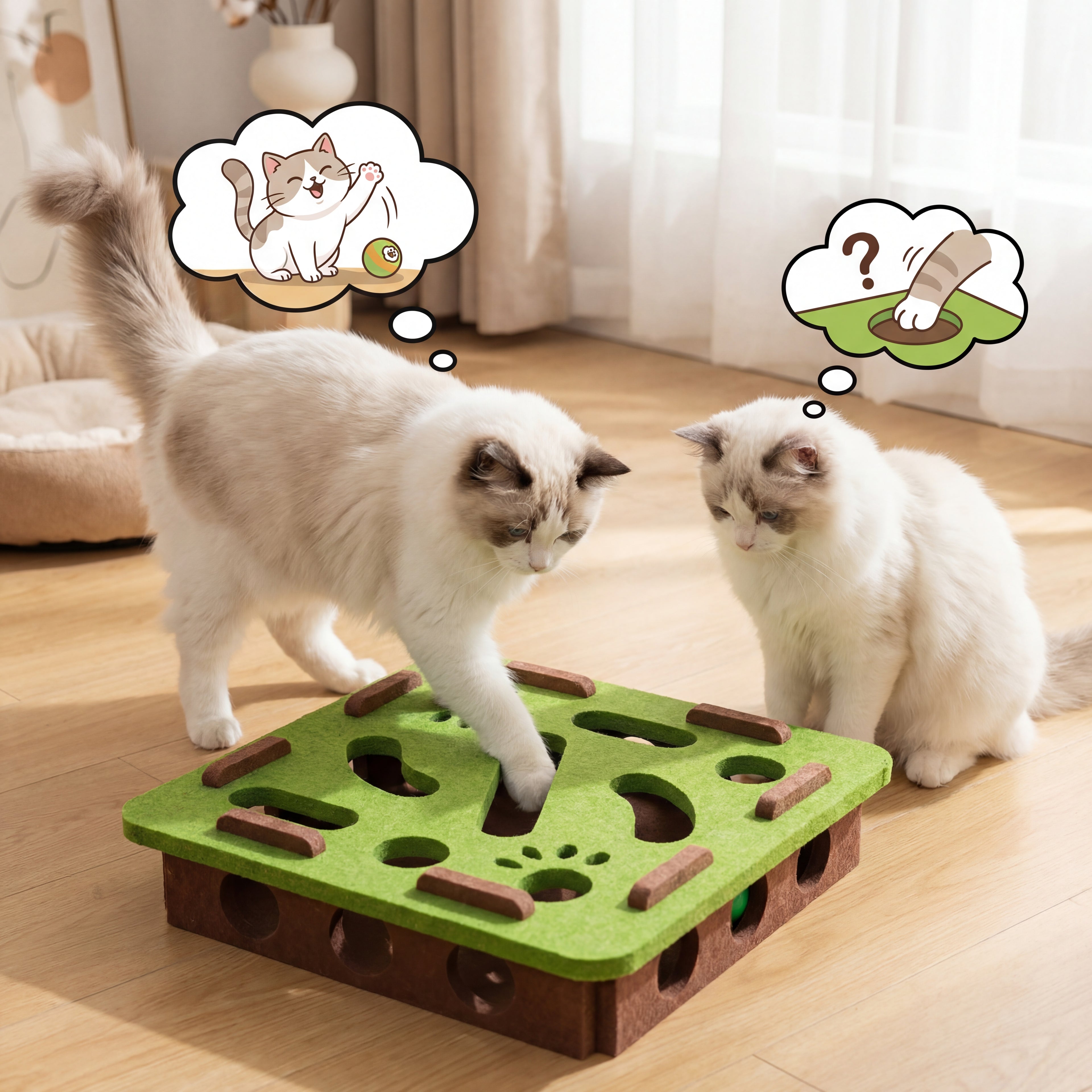 Pet Cat Puzzle Maze Holes Toys Felt Box With Bell Ball Kitten Playing Toys Interactive Funny  Cat Supplies