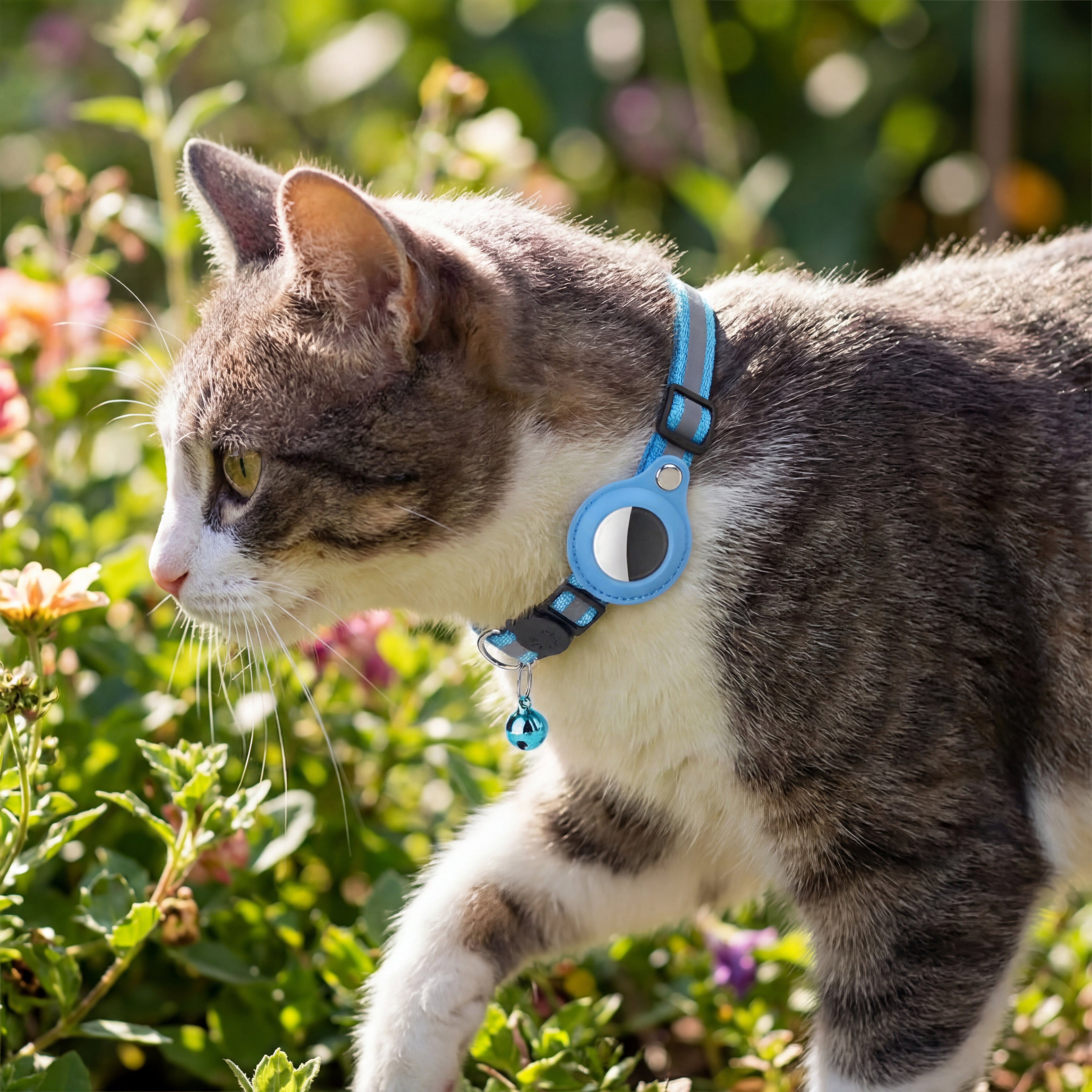 Reflective Cat Collar with Apple AirTag Holder Adjustable and Stylish Design for Kitten Safety