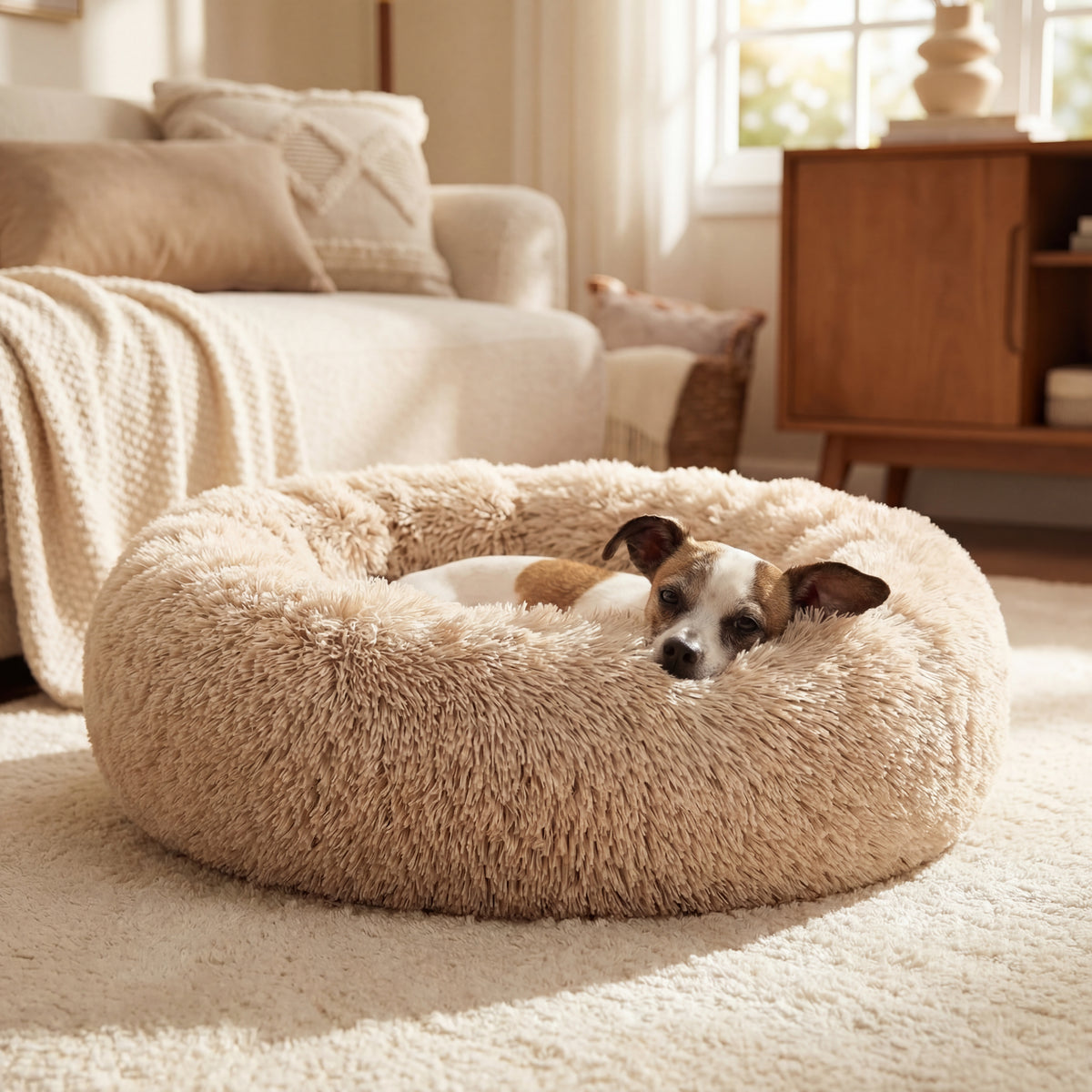 40-90cm 6 Sizes Round Pet Bed for Large Dog Bed Super Soft Cat Bed Plush Dog House for Medium Dog House Winter Warm Sleeping