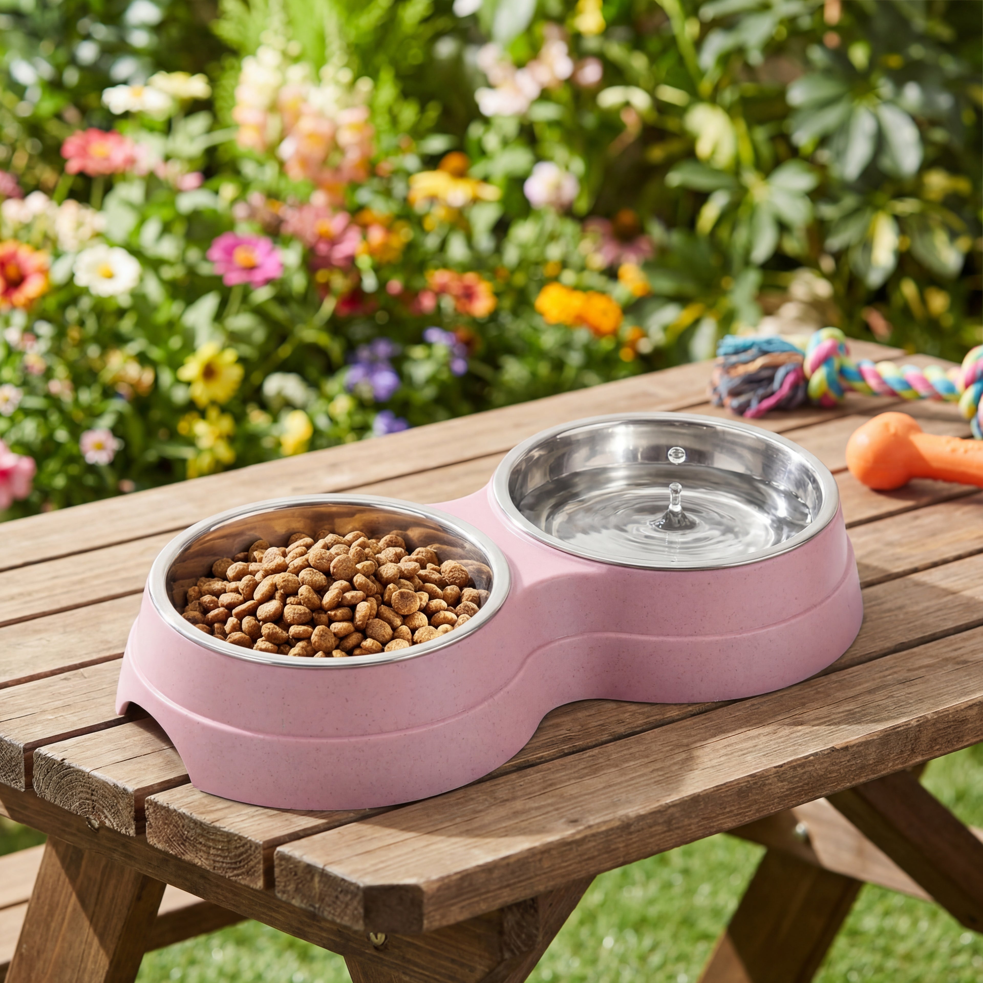 Double Pet Bowls Dog Food Water Feeder Stainless Steel Pet Drinking Dish Feeder Cat Puppy Feeding Supplies Small Dog Accessories